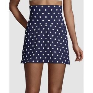 Lands End Sz 12 Modest Polka Dot Up High Rise Tummy Control‎ SWIM SKIRT 522888